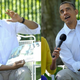 Side by side comparison of the photoshopped image and the original 2012 photo of Barack Obama